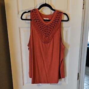 Maurices Rust Crochet Detail Tank Top